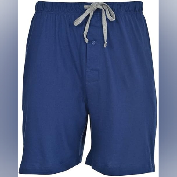 Hanes Men’s2-Pack Cotton-Rich Jersey Blend Knit Short,7.5"Inseam Blue Depth/Gray - Picture 2 of 3